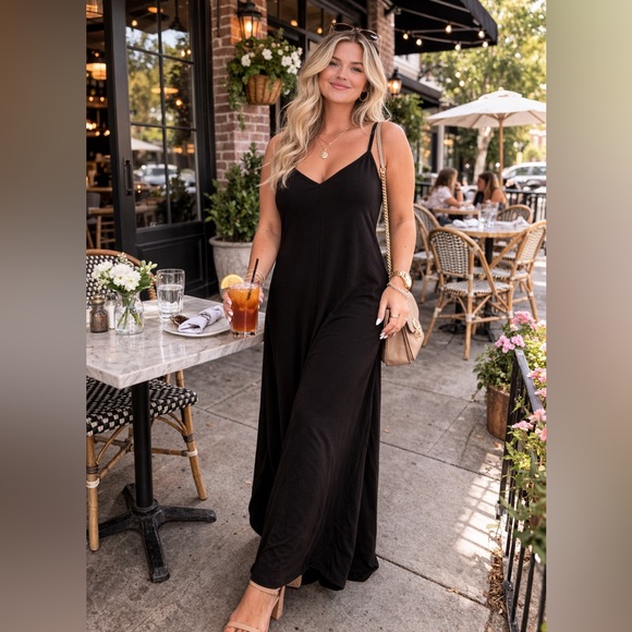 Brand New Black V-Neck Maxi With Pockets & VARIOUS - Picture 9 of 12